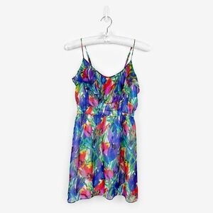 Shoshanna Floral Mini Dress Size 0 Vibrant Tropical Resort Glam Summer Vacation